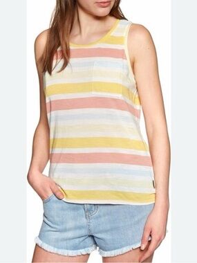 Patagonia WornWear Striped Tank Top Pastel Pocket Sleeveless Shirt Medium Casual